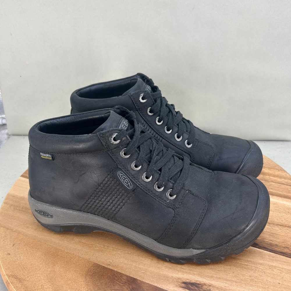 KEEN Austin Mid Waterproof Leather Boots Black Mens Size 11.5